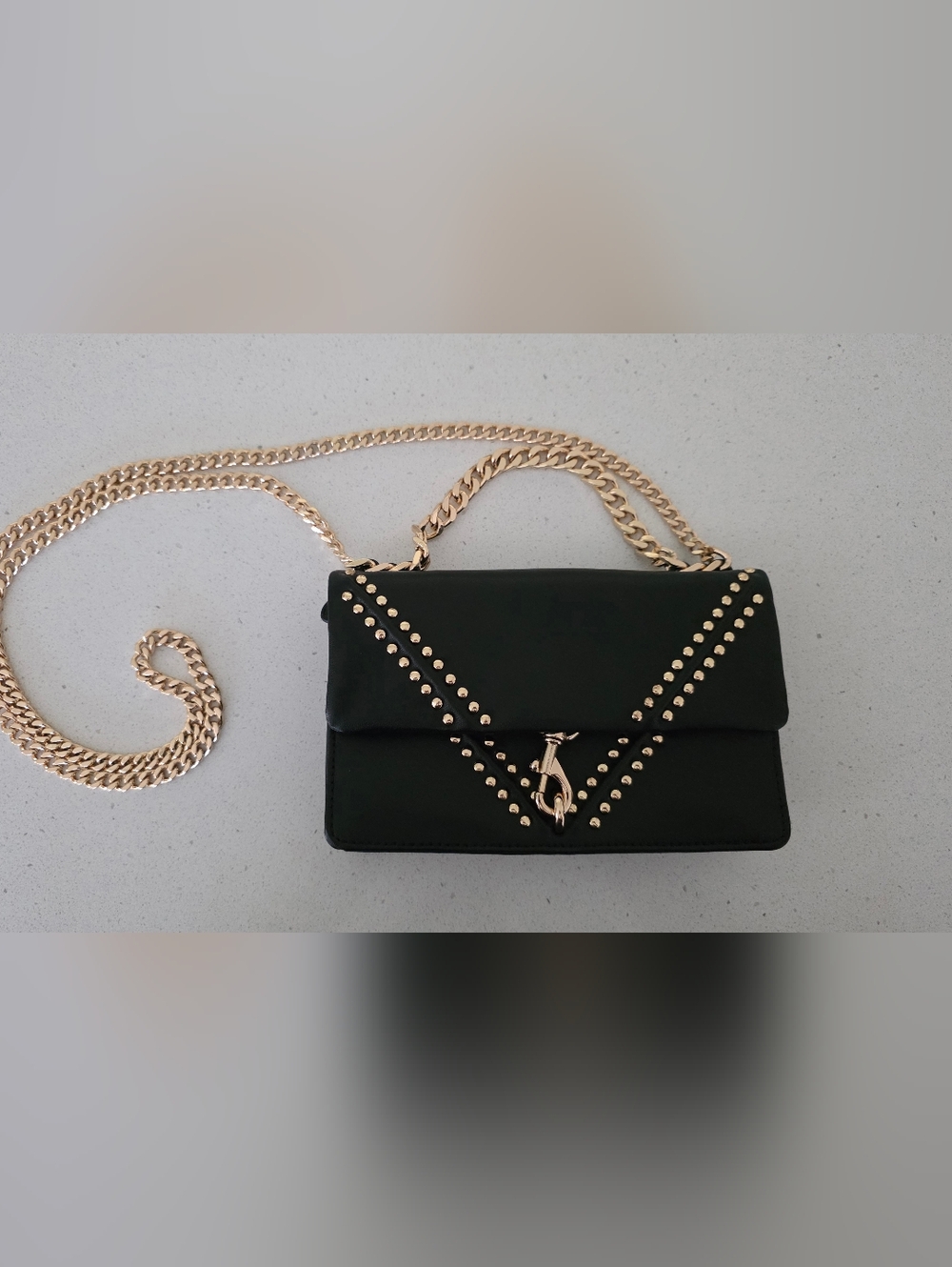 Rebecca Minkoff Women's Metallic V Studded Wallet On A Chain NWOT